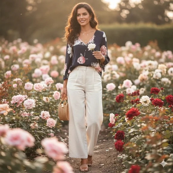 Dynamite S Soft Romantic Whimsigoth Fairy Grunge Floral Criss-Cross Back Blouse - Picture 3 of 11